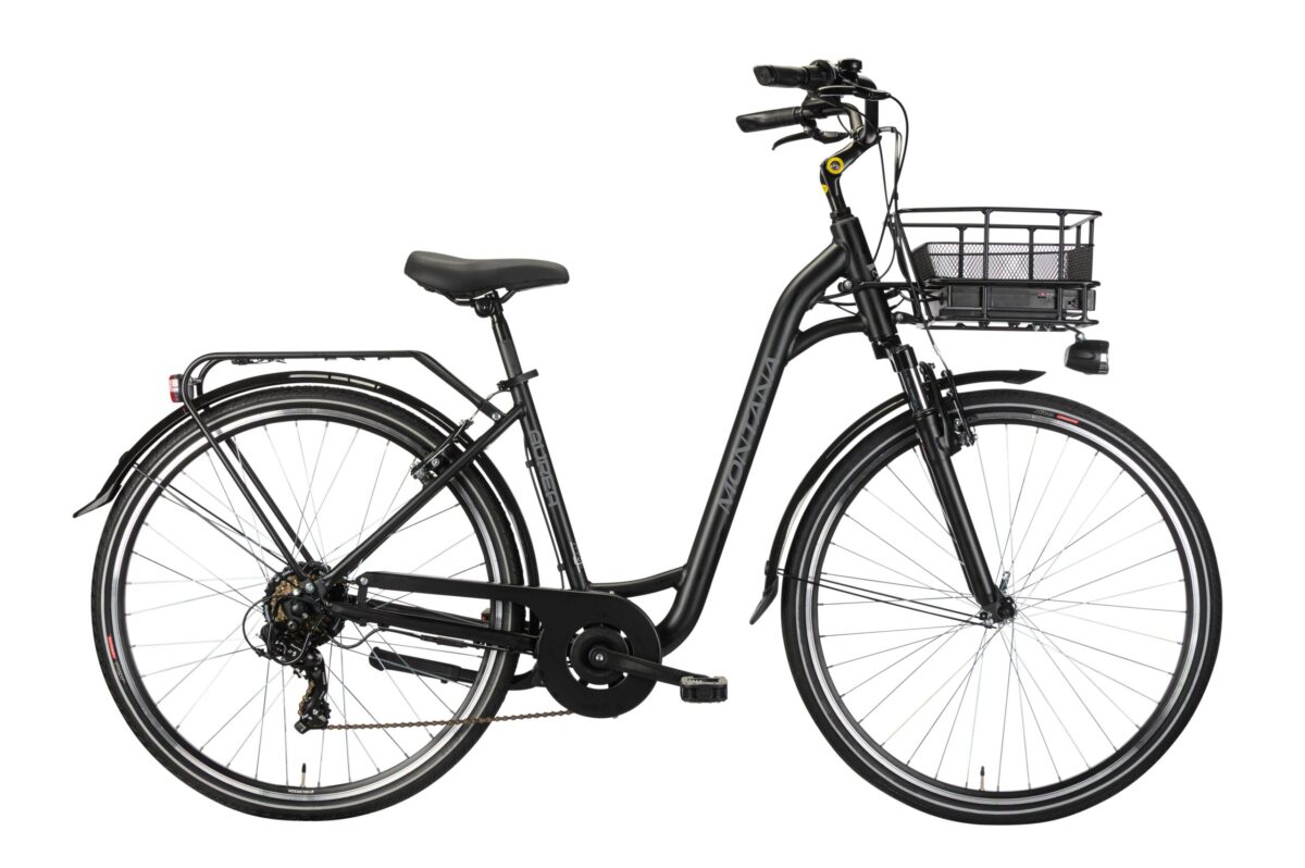 Z2628-montana aurea nero Bici elettrica city bike Montana Aurea 26 con telaio monotrave ribassato